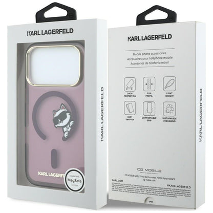 MagSafe-etui til Apple iPhone 18 Pro Max / 17 Pro Max, Karl Lagerfeld, IML Peekaboo Print og metalramme, Vinrød