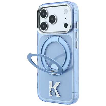 MagSafe-etui til Apple iPhone 18 Pro Max / 17 Pro Max, Karl Lagerfeld, IML Ring Stand Kameo Metal, Blå
