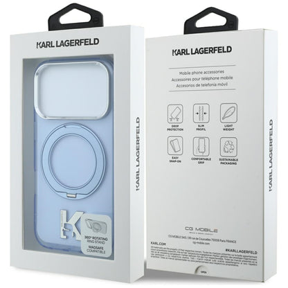 MagSafe-etui til Apple iPhone 18 Pro Max / 17 Pro Max, Karl Lagerfeld, IML Ring Stand Kameo Metal, Blå