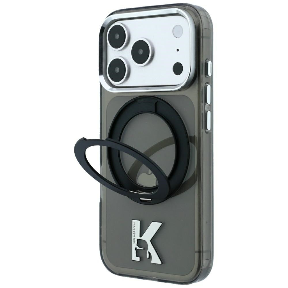 MagSafe-etui til Apple iPhone 18 Pro Max / 17 Pro Max, Karl Lagerfeld, IML Ring Stand Kameo Metal, Sort