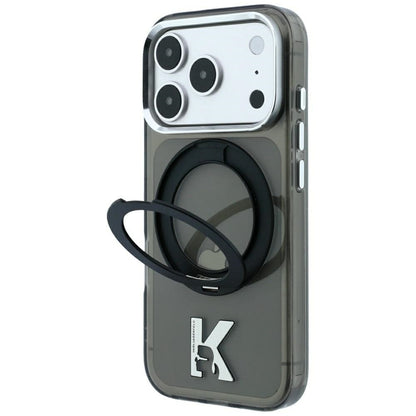 MagSafe-etui til Apple iPhone 18 Pro Max / 17 Pro Max, Karl Lagerfeld, IML Ring Stand Kameo Metal, Sort