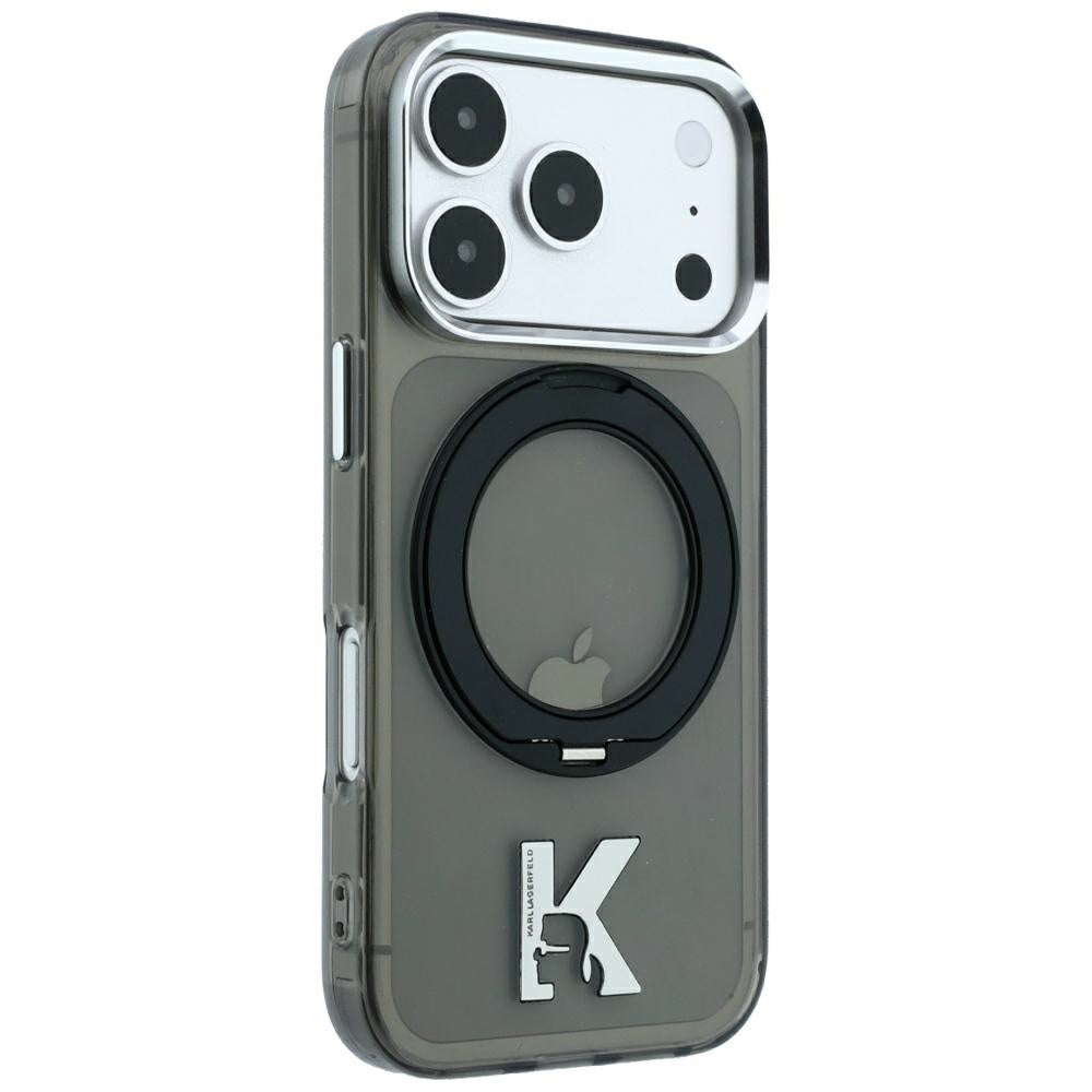 MagSafe-etui til Apple iPhone 18 Pro Max / 17 Pro Max, Karl Lagerfeld, IML Ring Stand Kameo Metal, Sort