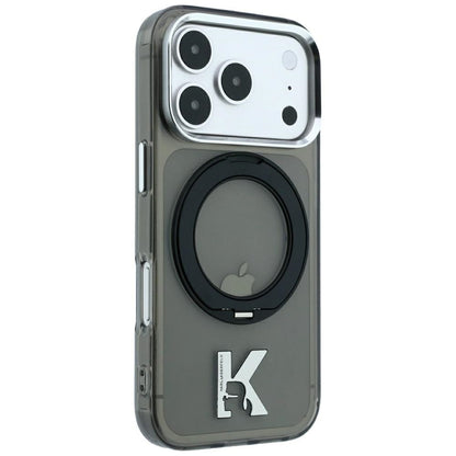 MagSafe-etui til Apple iPhone 18 Pro Max / 17 Pro Max, Karl Lagerfeld, IML Ring Stand Kameo Metal, Sort