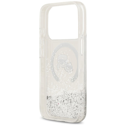 MagSafe-etui til Apple iPhone 18 Pro Max / 17 Pro Max, Karl Lagerfeld, Liquid Glitter Karl & Choupette Head's, Transparent