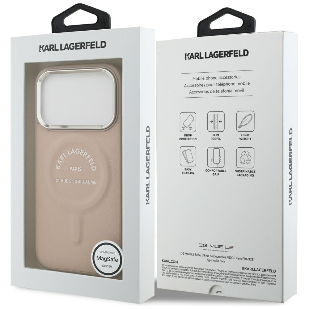 MagSafe-etui til Apple iPhone 18 Pro Max / 17 Pro Max, Karl Lagerfeld, Ring Karl RSG Logo, Lyserød