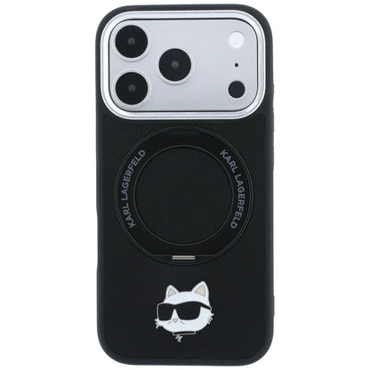MagSafe Case for Apple iPhone 18 Pro Max / 17 Pro Max, Karl Lagerfeld, Ring Stand 360 Choupette Pin, Black