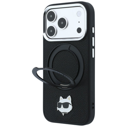 MagSafe Case for Apple iPhone 18 Pro Max / 17 Pro Max, Karl Lagerfeld, Ring Stand 360 Choupette Pin, Black