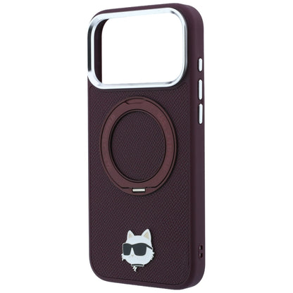 MagSafe-etui til Apple iPhone 18 Pro Max / 17 Pro Max, Karl Lagerfeld, Saffiano Ring Stand 360 Choupette Pin, Vinrød