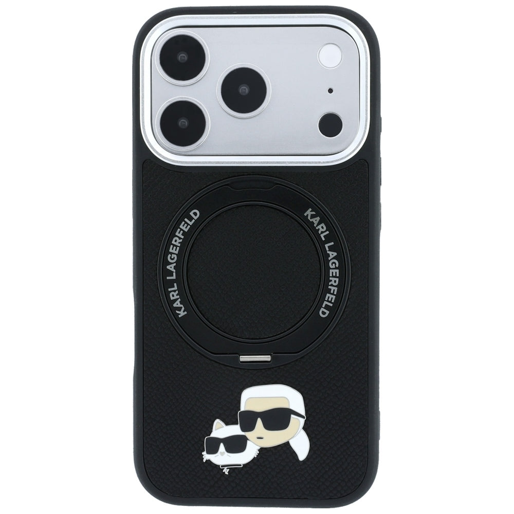 MagSafe-etui til Apple iPhone 18 Pro Max / 17 Pro Max, Karl Lagerfeld, Ring Stand 360 Karl & Choupette Pin, Sort
