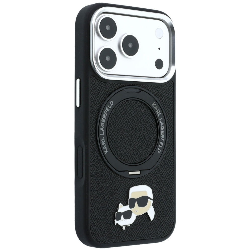 MagSafe-etui til Apple iPhone 18 Pro Max / 17 Pro Max, Karl Lagerfeld, Ring Stand 360 Karl & Choupette Pin, Sort