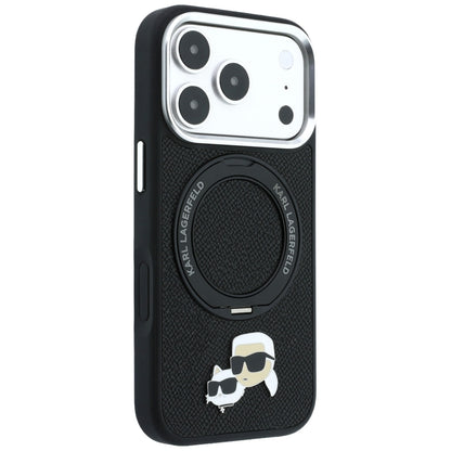 MagSafe-etui til Apple iPhone 18 Pro Max / 17 Pro Max, Karl Lagerfeld, Ring Stand 360 Karl & Choupette Pin, Sort