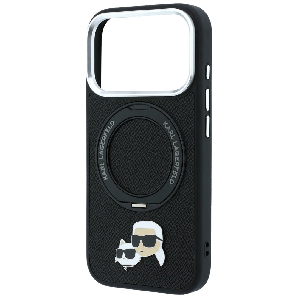 MagSafe-etui til Apple iPhone 18 Pro Max / 17 Pro Max, Karl Lagerfeld, Ring Stand 360 Karl & Choupette Pin, Sort