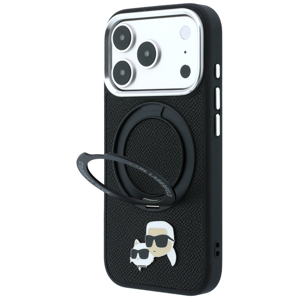 MagSafe-etui til Apple iPhone 18 Pro Max / 17 Pro Max, Karl Lagerfeld, Ring Stand 360 Karl & Choupette Pin, Sort