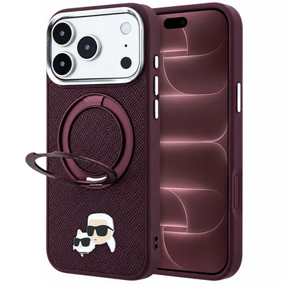 MagSafe-cover til Apple iPhone 18 Pro Max / 17 Pro Max, Karl Lagerfeld, Ring Stand 360 Karl & Choupette Pin, vinrød
