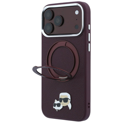 MagSafe-cover til Apple iPhone 18 Pro Max / 17 Pro Max, Karl Lagerfeld, Ring Stand 360 Karl & Choupette Pin, vinrød