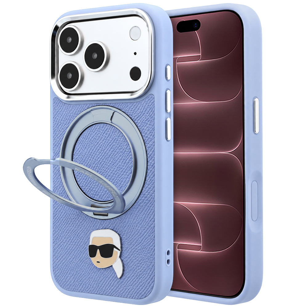MagSafe-cover til Apple iPhone 18 Pro Max / 17 Pro Max, Karl Lagerfeld, Ring Stand 360 Karl Pin, blå