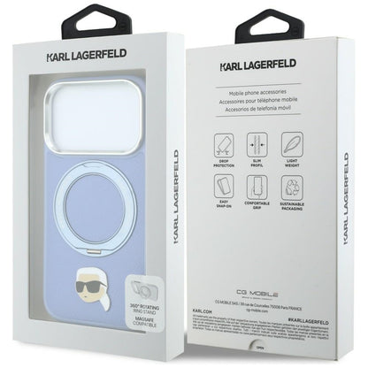 MagSafe-cover til Apple iPhone 18 Pro Max / 17 Pro Max, Karl Lagerfeld, Ring Stand 360 Karl Pin, blå