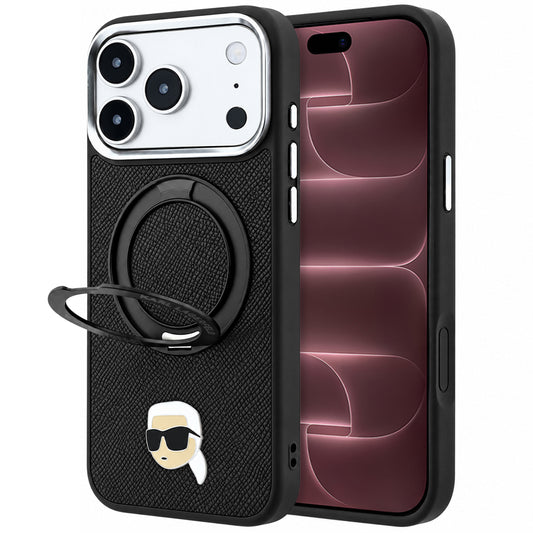 MagSafe-cover til Apple iPhone 18 Pro Max / 17 Pro Max, Karl Lagerfeld, Ring Stand 360 Karl Pin, sort