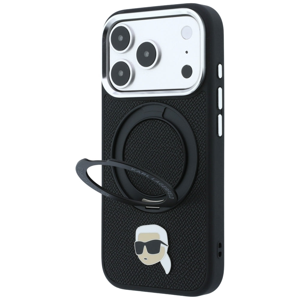 MagSafe-cover til Apple iPhone 18 Pro Max / 17 Pro Max, Karl Lagerfeld, Ring Stand 360 Karl Pin, sort