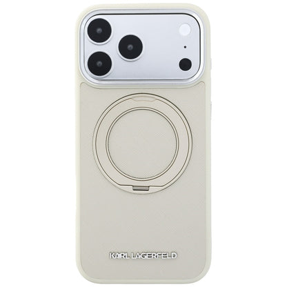 MagSafe-cover til Apple iPhone 18 Pro Max / 17 Pro Max, Karl Lagerfeld, Ring Stand 360 Saffiano, beige