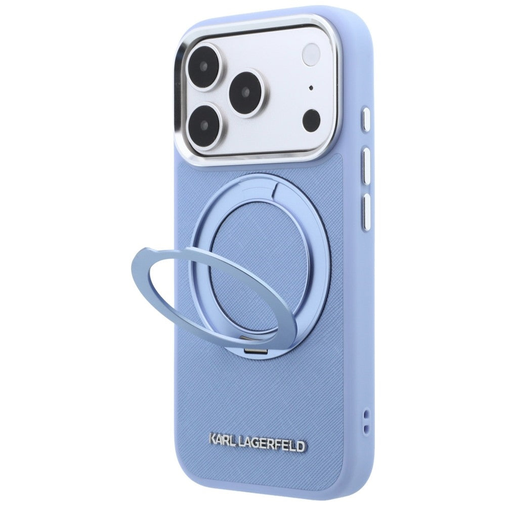 MagSafe-etui til Apple iPhone 18 Pro Max / 17 Pro Max, Karl Lagerfeld, Ring Stand 360 Saffiano, Blå