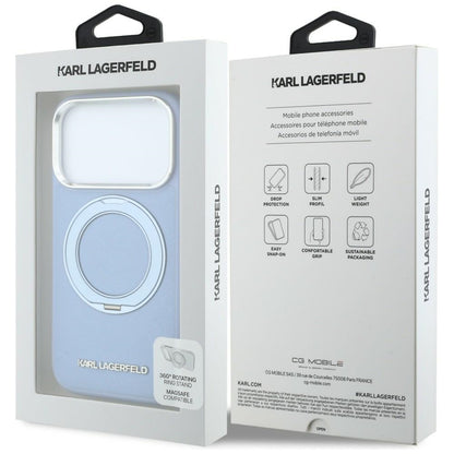 MagSafe-etui til Apple iPhone 18 Pro Max / 17 Pro Max, Karl Lagerfeld, Ring Stand 360 Saffiano, Blå