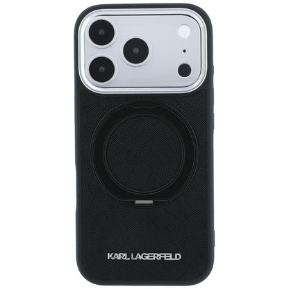 MagSafe-etui til Apple iPhone 18 Pro Max / 17 Pro Max, Karl Lagerfeld, Ring Stand 360 Saffiano, Sort