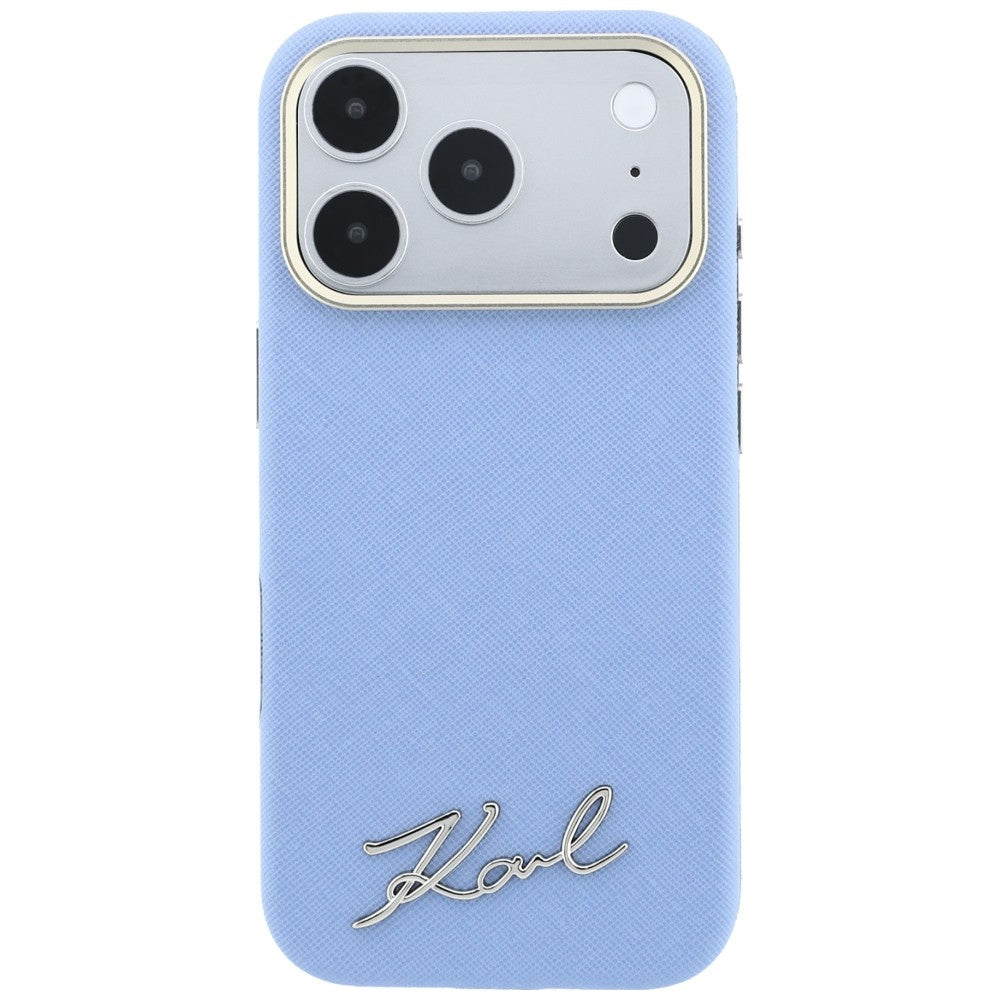 MagSafe-etui til Apple iPhone 18 Pro Max / 17 Pro Max, Karl Lagerfeld, Saffiano Small Script Metal Logo, Blå