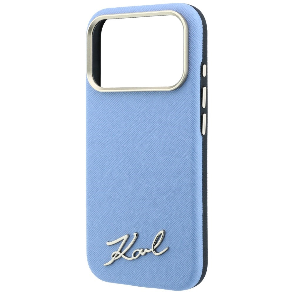 MagSafe-etui til Apple iPhone 18 Pro Max / 17 Pro Max, Karl Lagerfeld, Saffiano Small Script Metal Logo, Blå