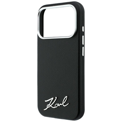 MagSafe-etui til Apple iPhone 18 Pro Max / 17 Pro Max, Karl Lagerfeld, Saffiano Small Script Metal Logo, Sort
