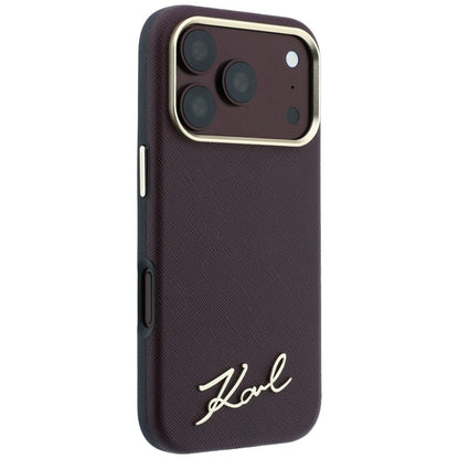 MagSafe-etui til Apple iPhone 18 Pro Max / 17 Pro Max, Karl Lagerfeld, Saffiano Small Script Metal Logo, Vinrød