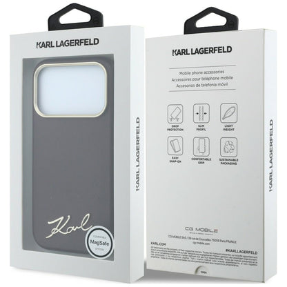 MagSafe-etui til Apple iPhone 18 Pro Max / 17 Pro Max, Karl Lagerfeld, Saffiano Small Script Metal Logo, Vinrød