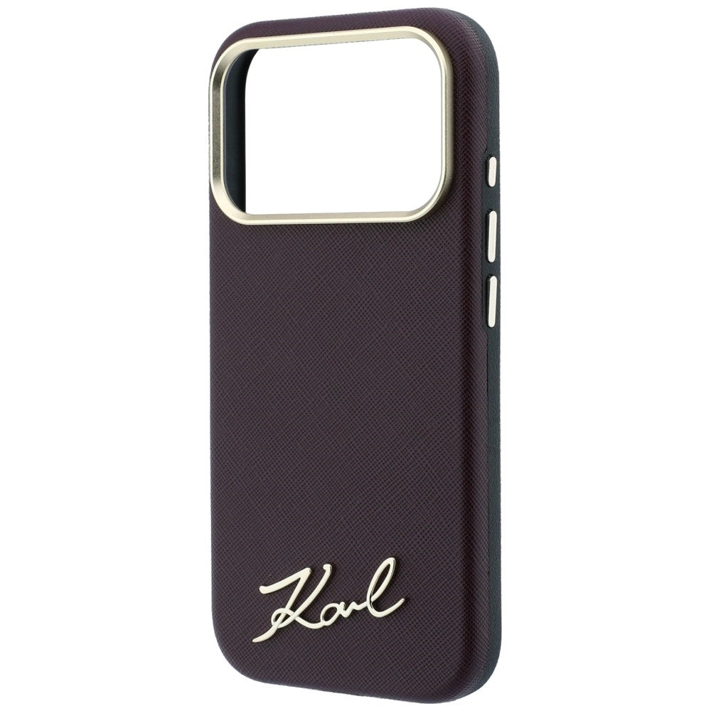 MagSafe-etui til Apple iPhone 18 Pro Max / 17 Pro Max, Karl Lagerfeld, Saffiano Small Script Metal Logo, Vinrød