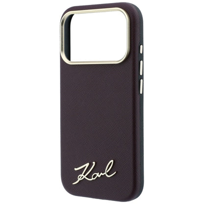 MagSafe-etui til Apple iPhone 18 Pro Max / 17 Pro Max, Karl Lagerfeld, Saffiano Small Script Metal Logo, Vinrød