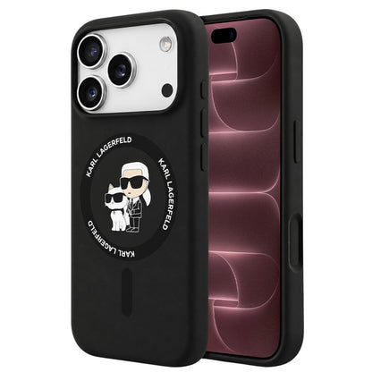 MagSafe-cover til Apple iPhone 18 Pro Max / 17 Pro Max, Karl Lagerfeld, Silicone Ring Karl & Choupette, sort