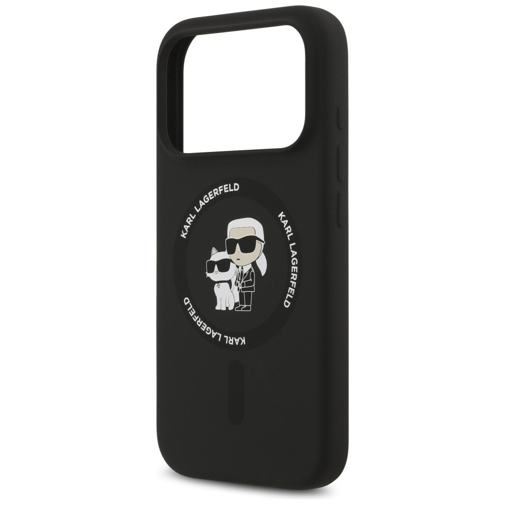 MagSafe-cover til Apple iPhone 18 Pro Max / 17 Pro Max, Karl Lagerfeld, Silicone Ring Karl & Choupette, sort