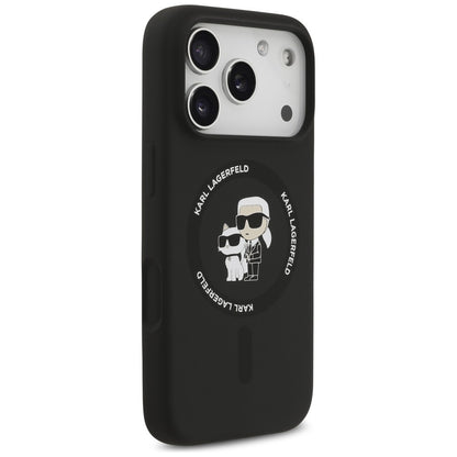 MagSafe-cover til Apple iPhone 18 Pro Max / 17 Pro Max, Karl Lagerfeld, Silicone Ring Karl & Choupette, sort