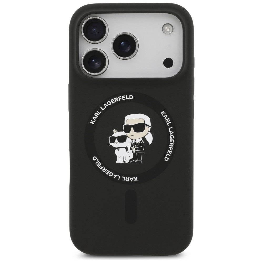MagSafe-cover til Apple iPhone 18 Pro Max / 17 Pro Max, Karl Lagerfeld, Silicone Ring Karl & Choupette, sort