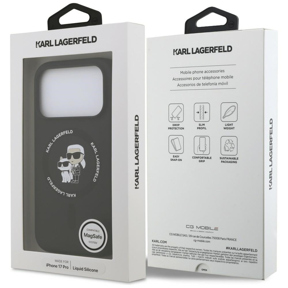 MagSafe-cover til Apple iPhone 18 Pro Max / 17 Pro Max, Karl Lagerfeld, Silicone Ring Karl & Choupette, sort