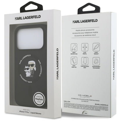 MagSafe-cover til Apple iPhone 18 Pro Max / 17 Pro Max, Karl Lagerfeld, Silicone Ring Karl & Choupette, sort