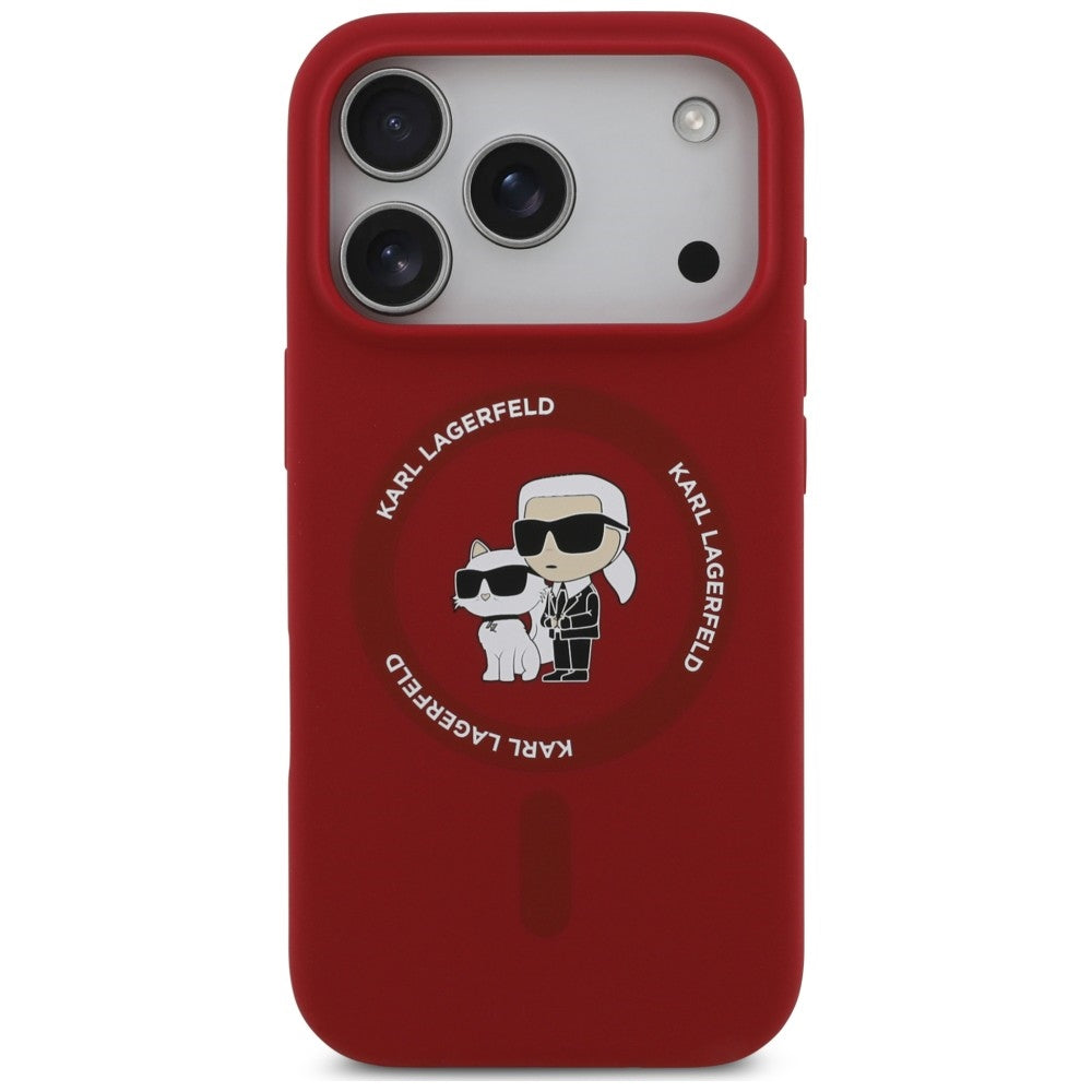 MagSafe Case for Apple iPhone 18 Pro Max / 17 Pro Max, Karl Lagerfeld, Silicone Ring Karl & Choupette, Pink