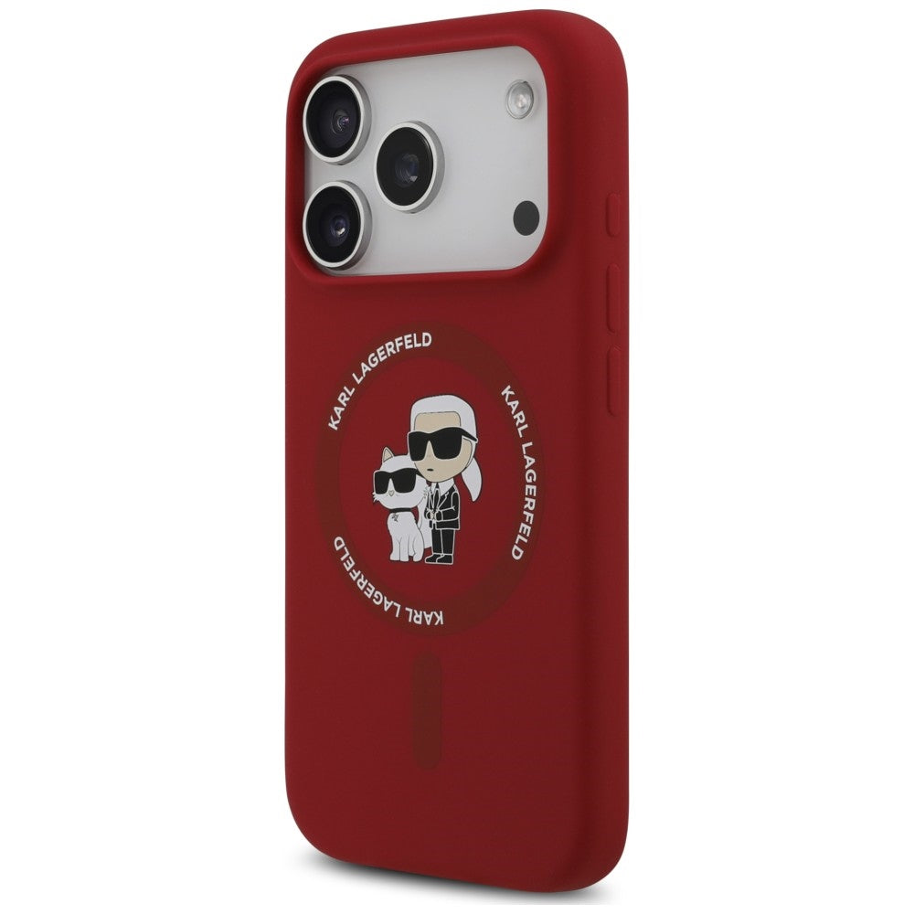 MagSafe Case for Apple iPhone 18 Pro Max / 17 Pro Max, Karl Lagerfeld, Silicone Ring Karl & Choupette, Pink