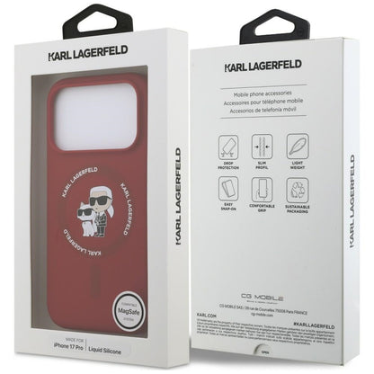 MagSafe Case for Apple iPhone 18 Pro Max / 17 Pro Max, Karl Lagerfeld, Silicone Ring Karl & Choupette, Pink