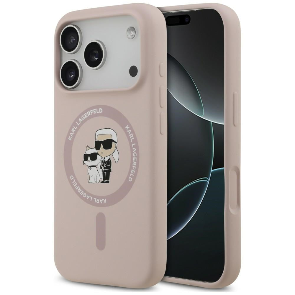 MagSafe Case for Apple iPhone 18 Pro Max / 17 Pro Max, Karl Lagerfeld, Silicone Ring Karl & Choupette, Pink