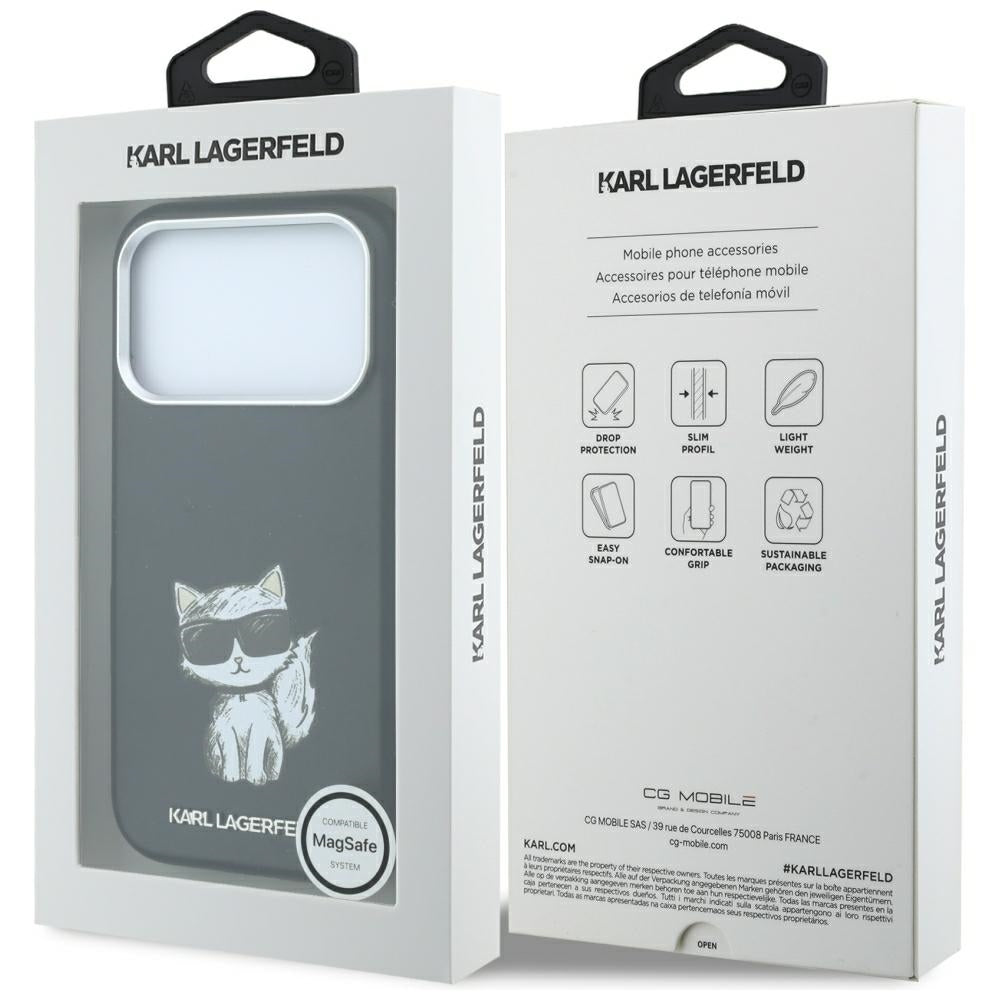 MagSafe-etui til Apple iPhone 18 Pro Max / 17 Pro Max, Karl Lagerfeld, Smooth Choupette Sketch, Sort