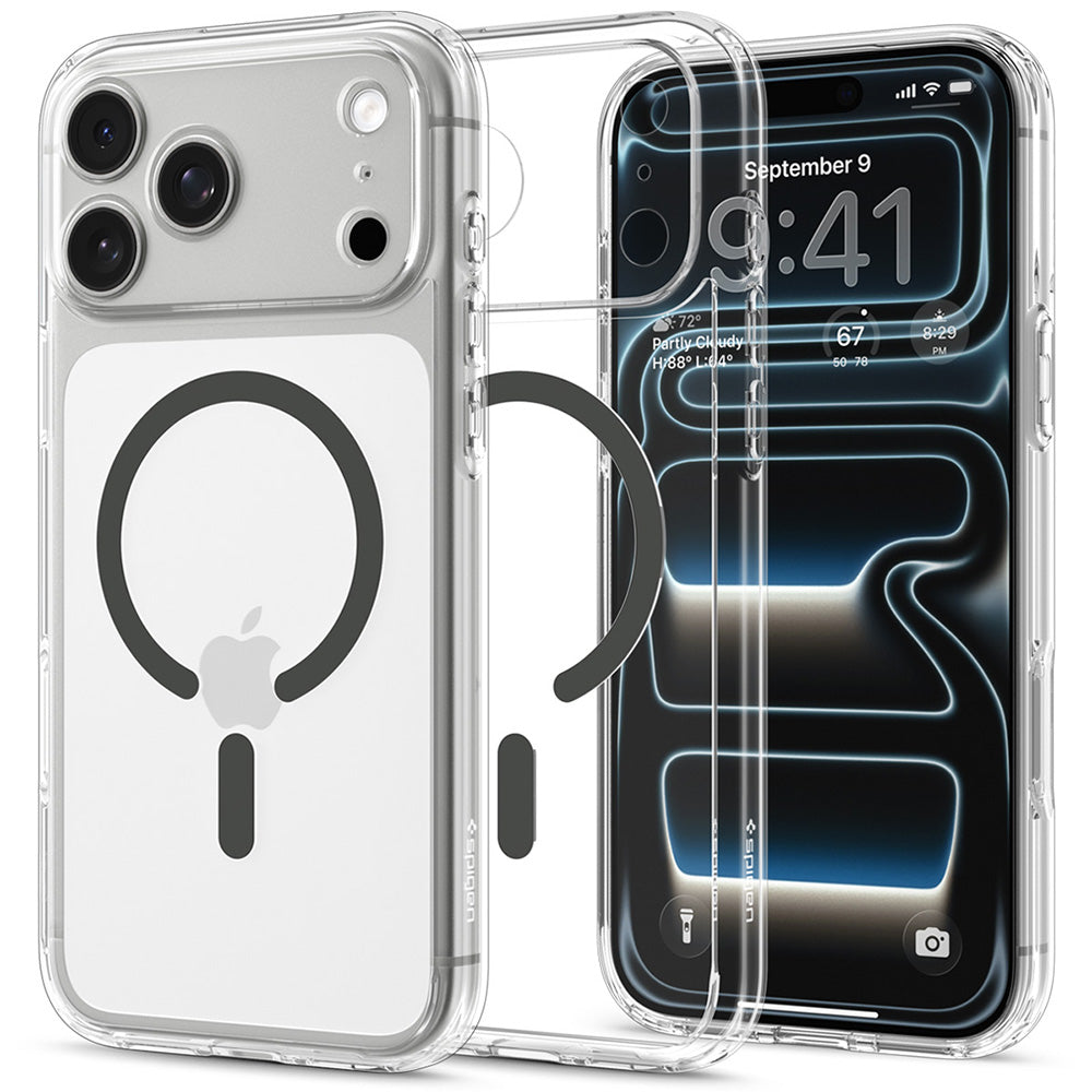 MagSafe-etui til Apple iPhone 18 Pro Max / 17 Pro Max, Spigen, Ultra Hybrid, Grå Transparent ACS12119