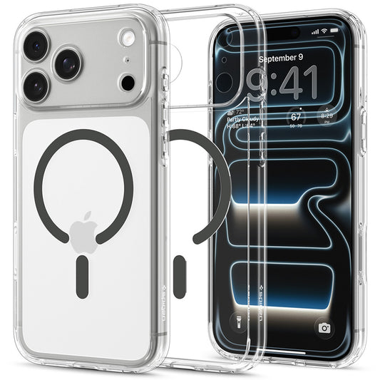 MagSafe-etui til Apple iPhone 18 Pro Max / 17 Pro Max, Spigen, Ultra Hybrid, Grå Transparent ACS12119