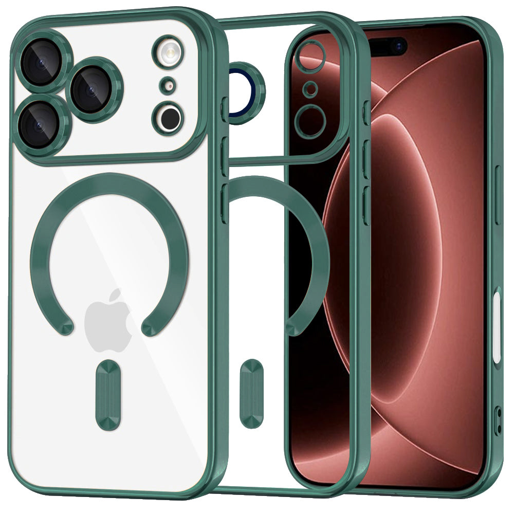 MagSafe-etui til Apple iPhone 18 Pro Max / 17 Pro Max, Techsuit, Luxury Crystal, Mørkegrøn