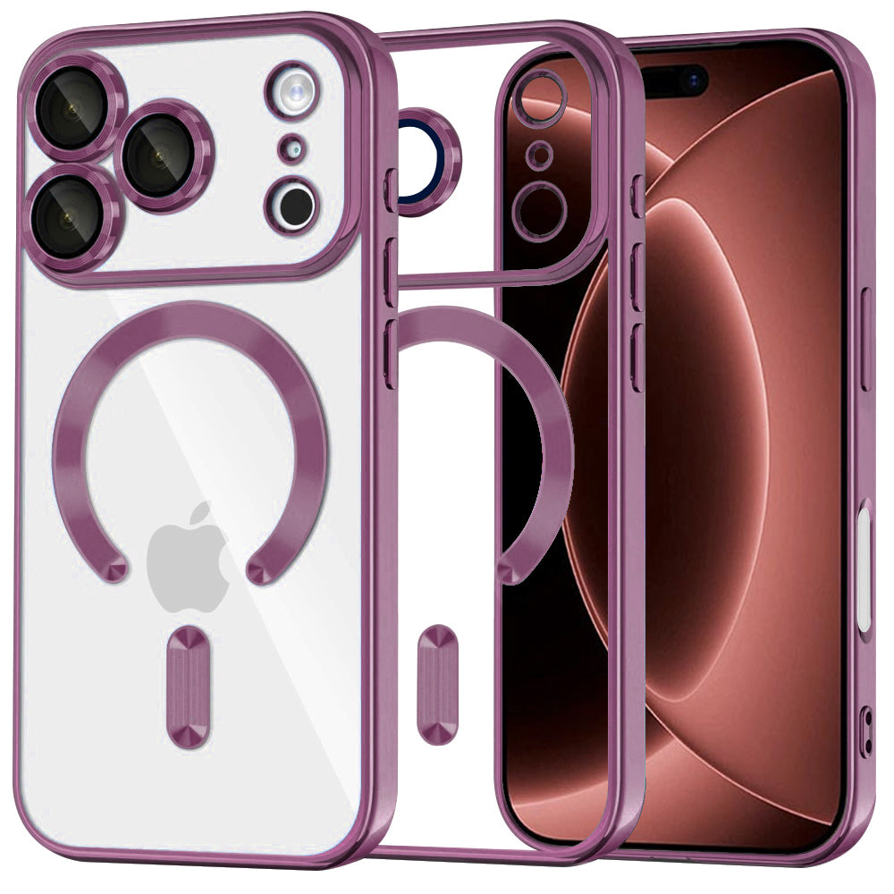 MagSafe-etui til Apple iPhone 18 Pro Max / 17 Pro Max, Techsuit, Luxury Crystal, Mørk Vinrød