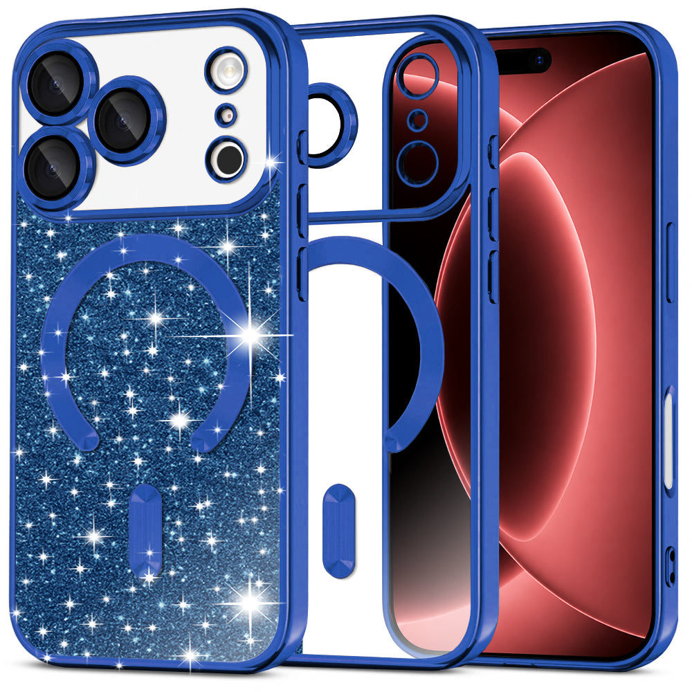MagSafe-etui til Apple iPhone 18 Pro Max / 17 Pro Max, Techsuit, Luxury Glitter, Mørkeblå